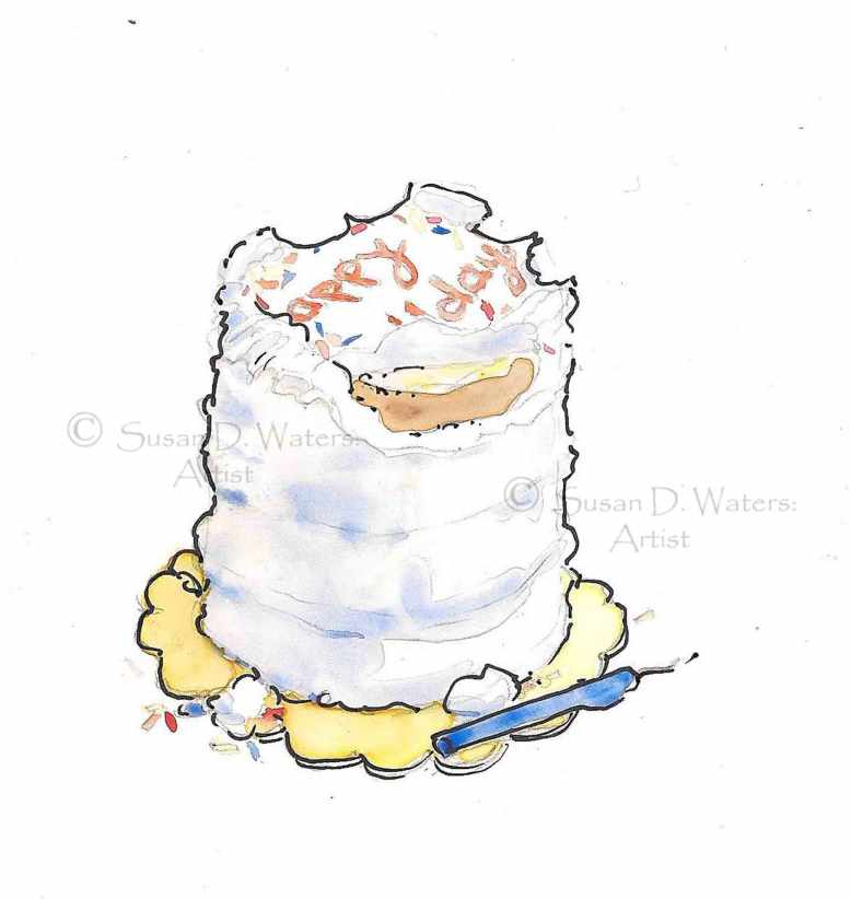 Partially-Eated-Birthday-Cake,-Susan-Duke-Watesr