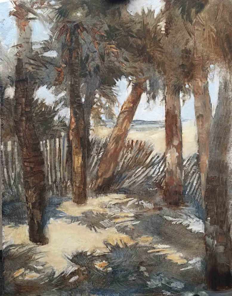 Edisto-Beach-through-Palms,-Susan-Duke-Waters