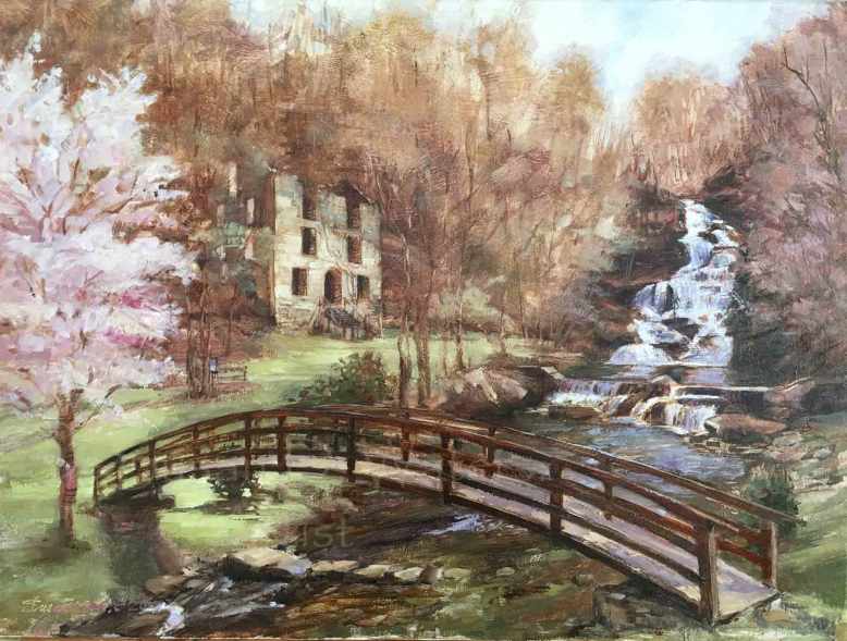 Hightower-Falls,-Mill-and-Bridge,-Susan-Duke-Waters